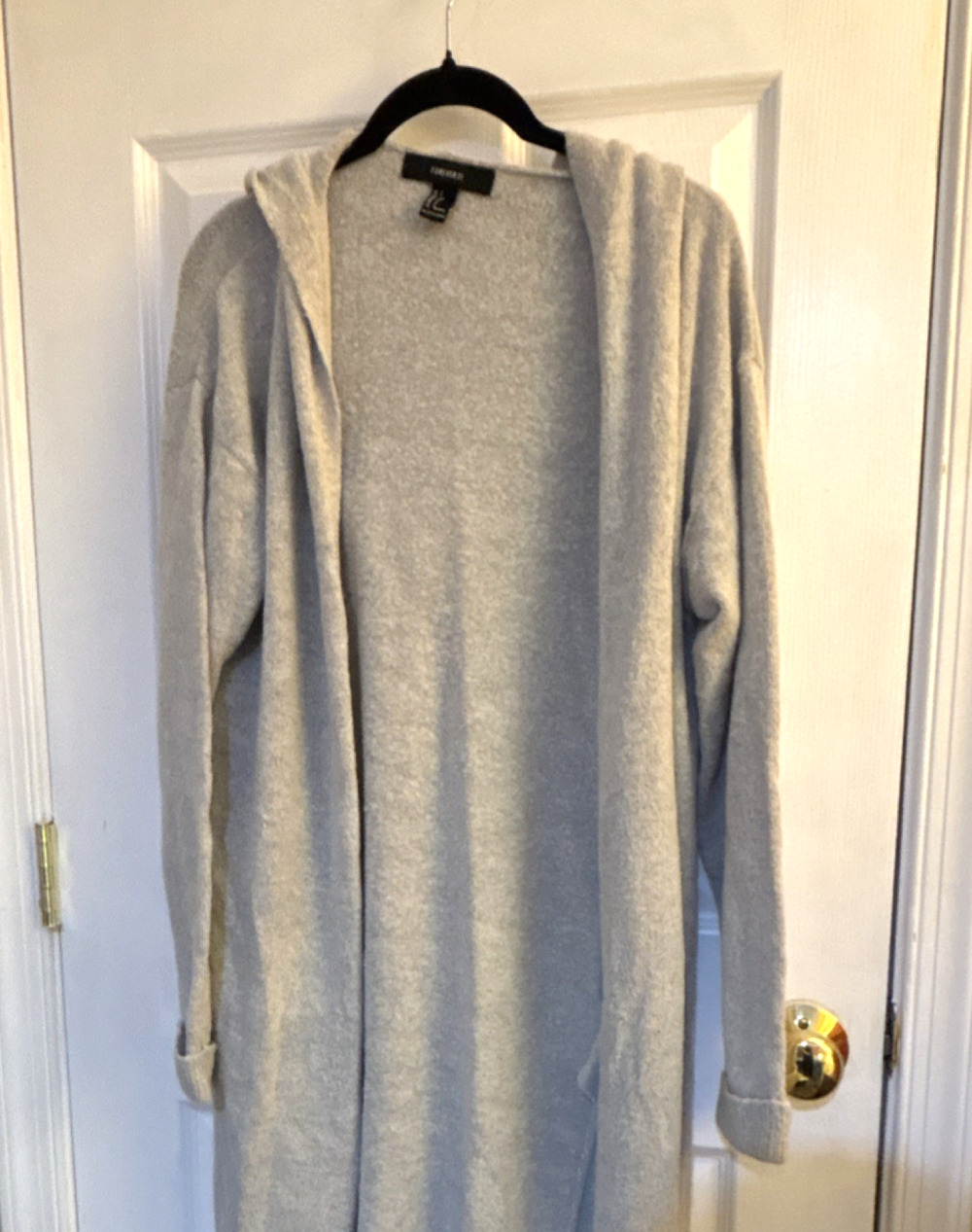 Forever 21 Knit Hooded Cardigan Sweater Gray Long Sleeve Women's S